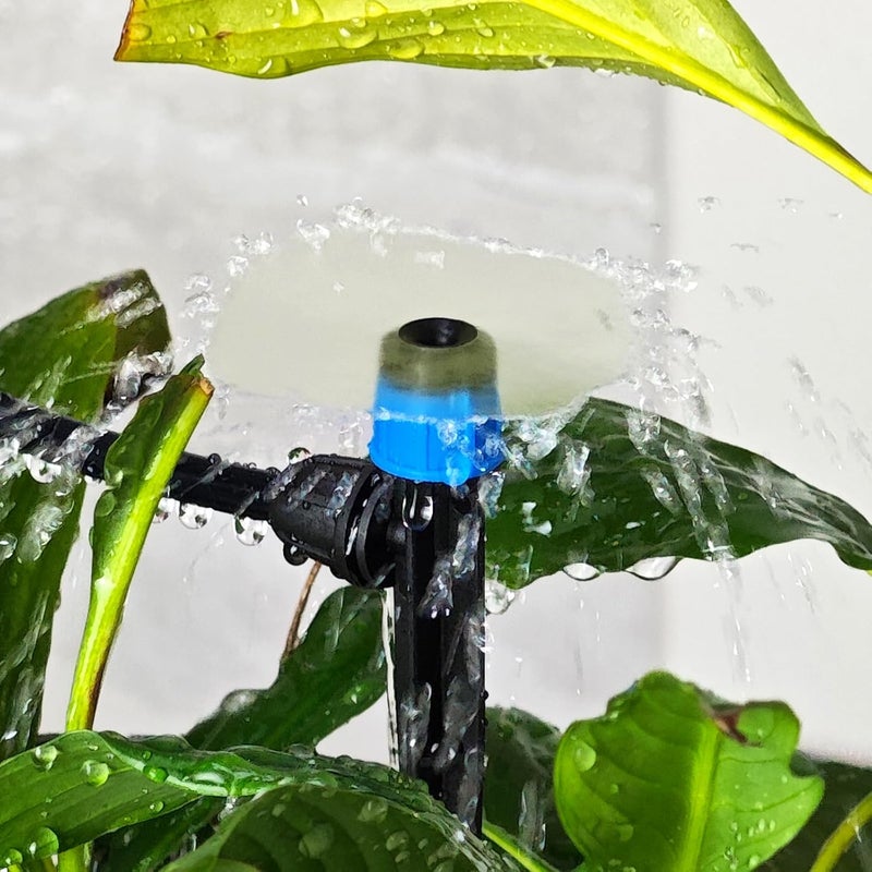 Gardrip 25 Pieces Drip Emitters Fan Shape with Stake for 1/4" Irrigation Tubing: Adjustable 360 Degree Water Flow Irrigation Universal Vortex Sprayer On 5" Stake Drip Pipe Sprinklers Fittings - Image 3